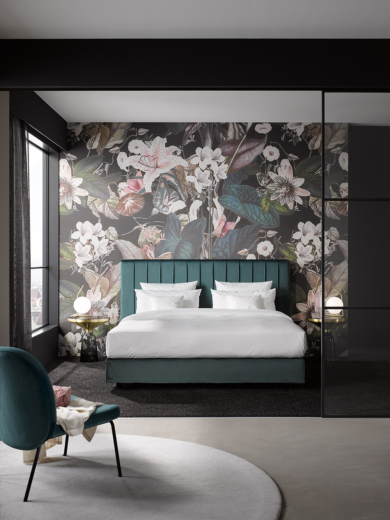 SCHRAMM Bett Origins Basis Kopfteil Angelique Stoff Lara-2330-petrol Betten Leitermann und Betten Rabolt - Offenburg und Baden-Baden