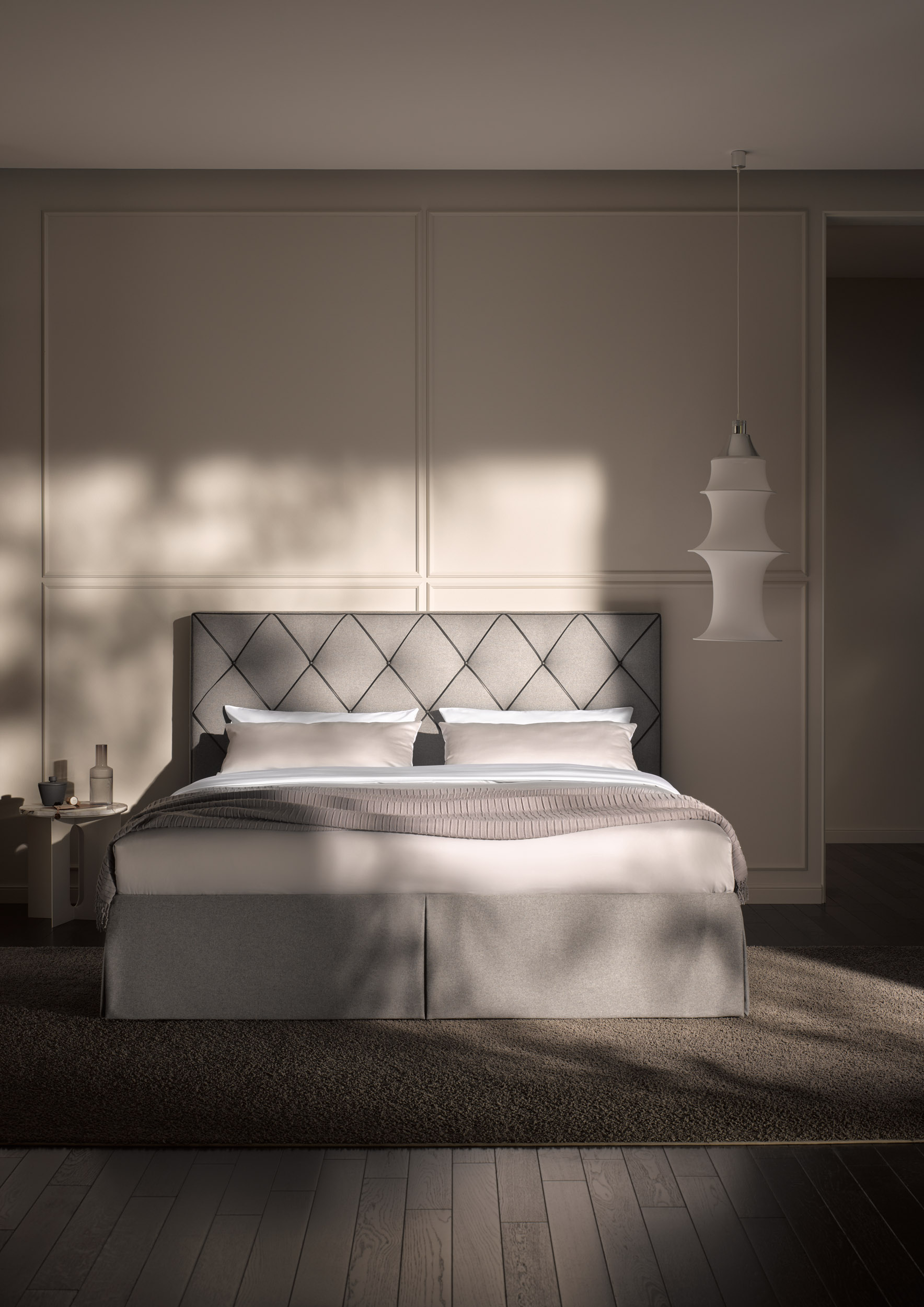 Schramm Bett Origins Gala Kopfteil Opal Plus Stoff Ole-380-grey mit Schabracke Betten Leitermann und Betten Rabolt - Offenburg und Baden-Baden