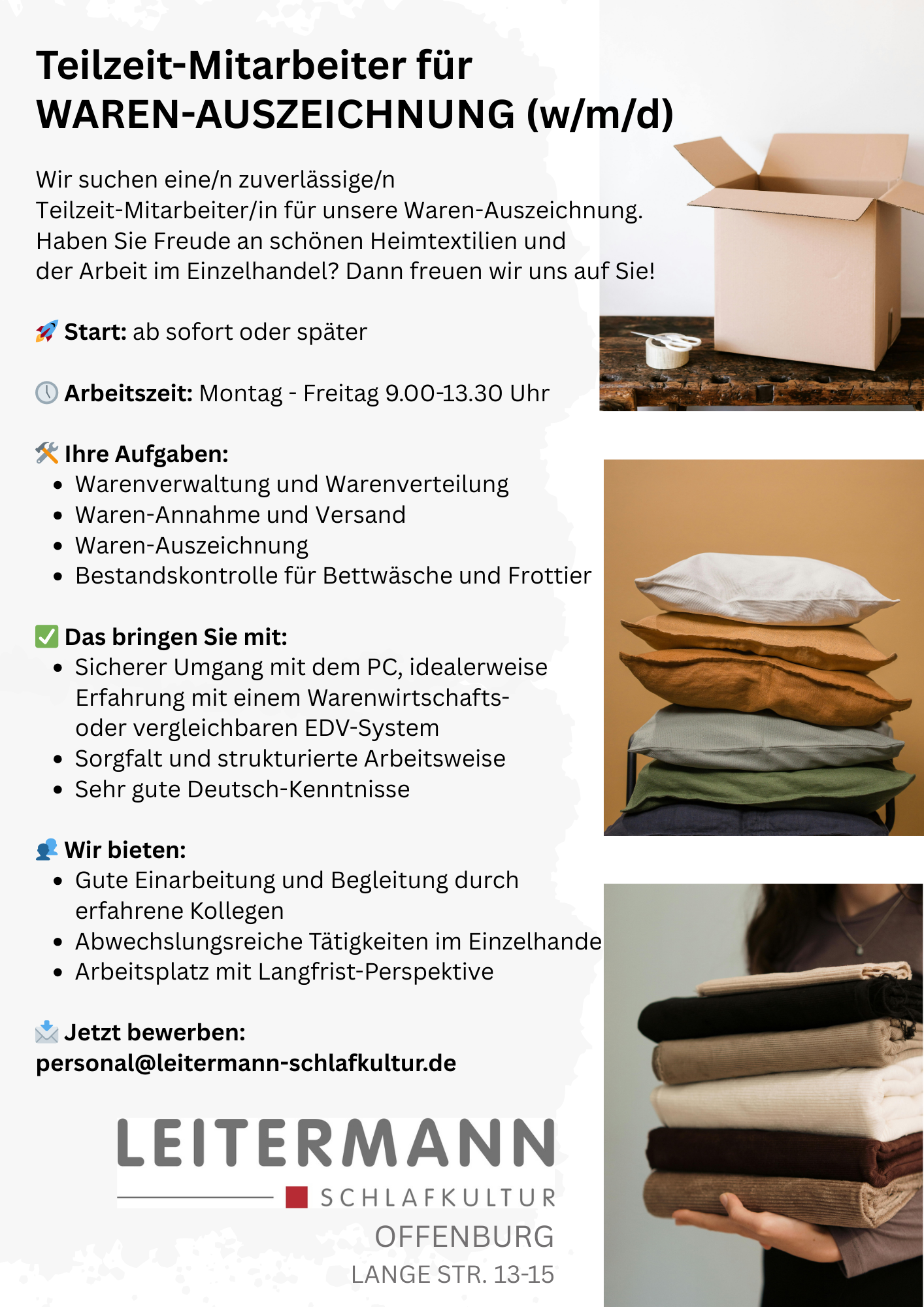 Teilzeit Stelle Waren-Auszeichnung (w/m/d)